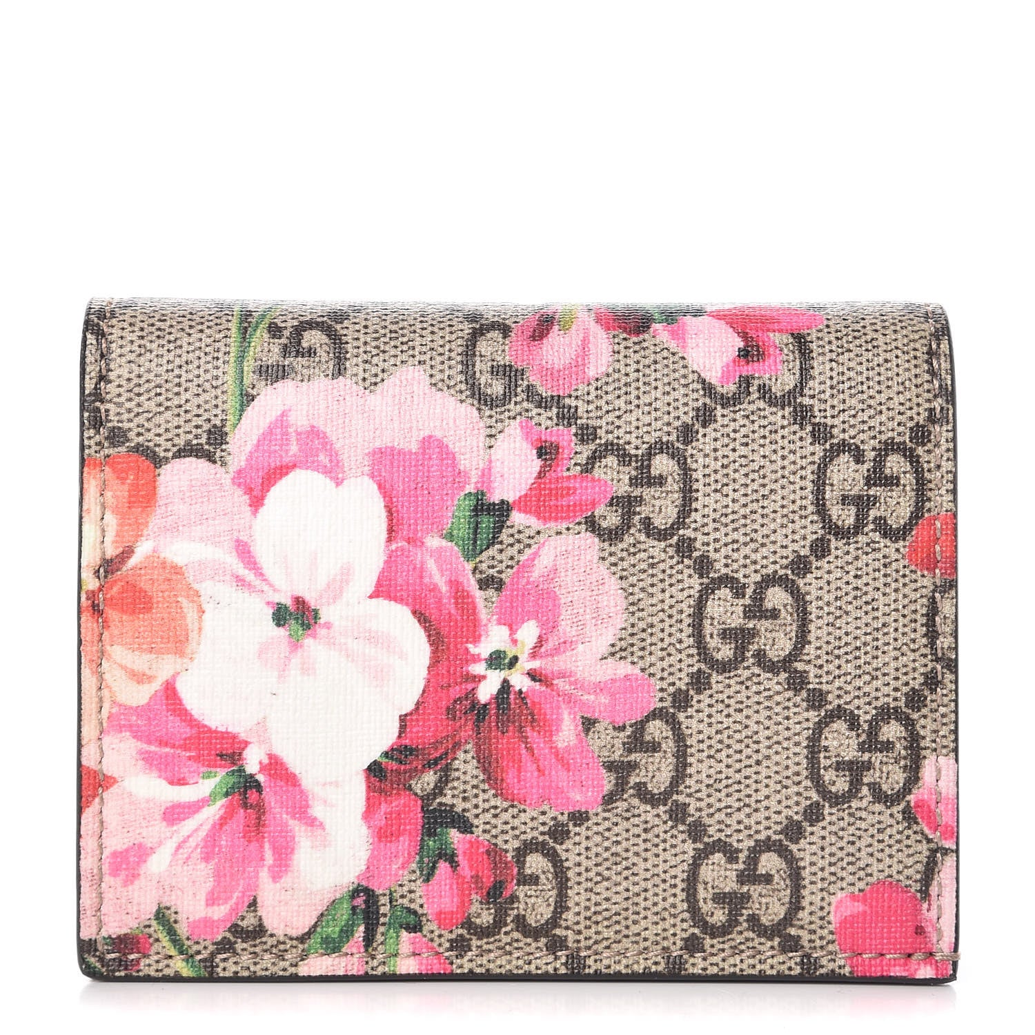 Gucci GG Supreme Monogram Blooms Card Case Beige Multicolor Dry Rose 1 of 10