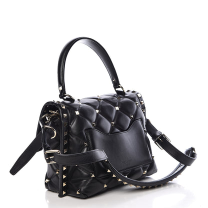 Valentino Garavani Lambskin VLTN Print Candystud Top Handle Bag Black 3 of 14