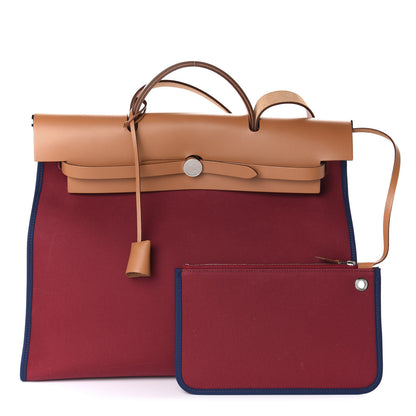 Hermes Vache Hunter Toile Herbag Zip 39 MM Rubis Bleu De Malte 1 of 9
