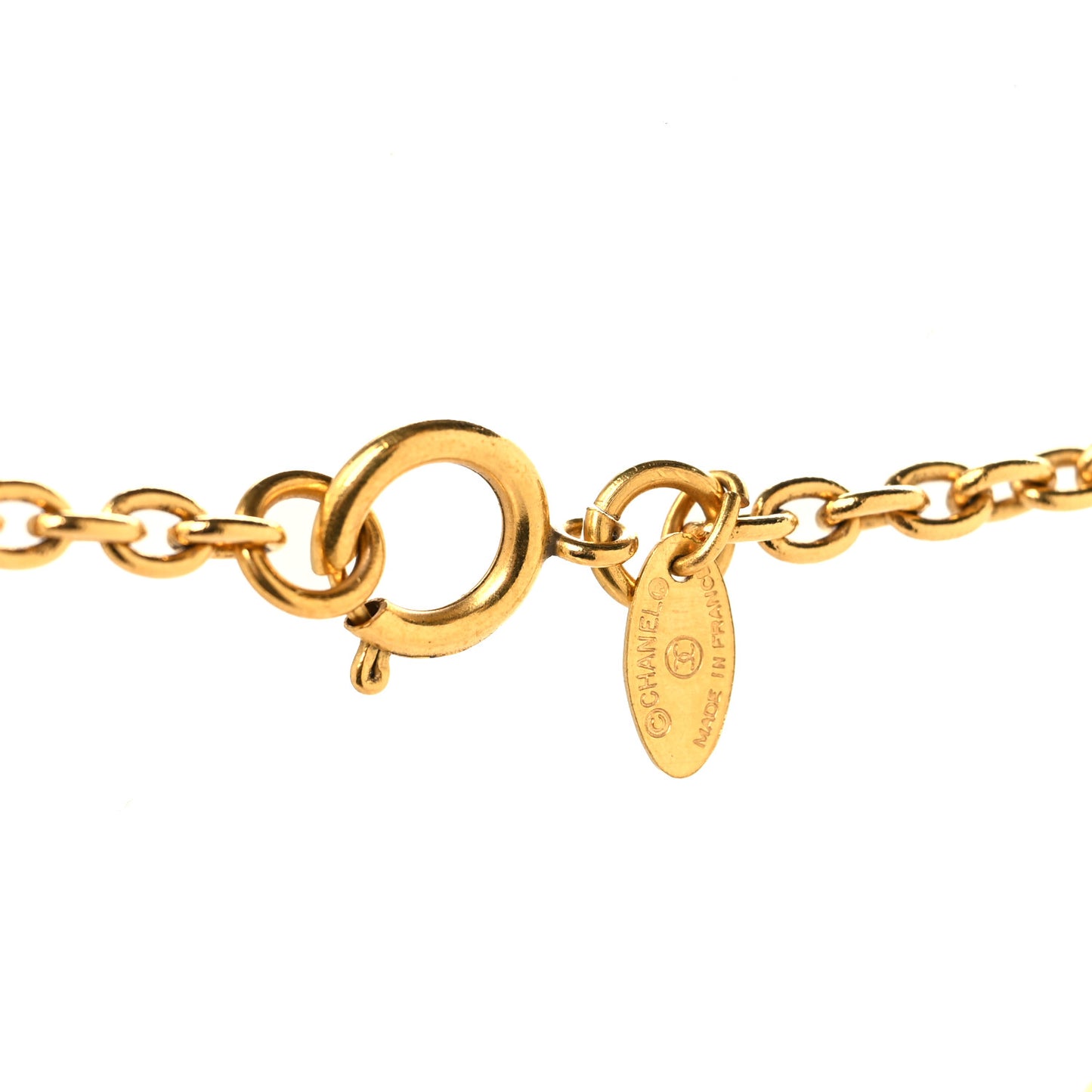 CC Chain Pendant Long Necklace Gold