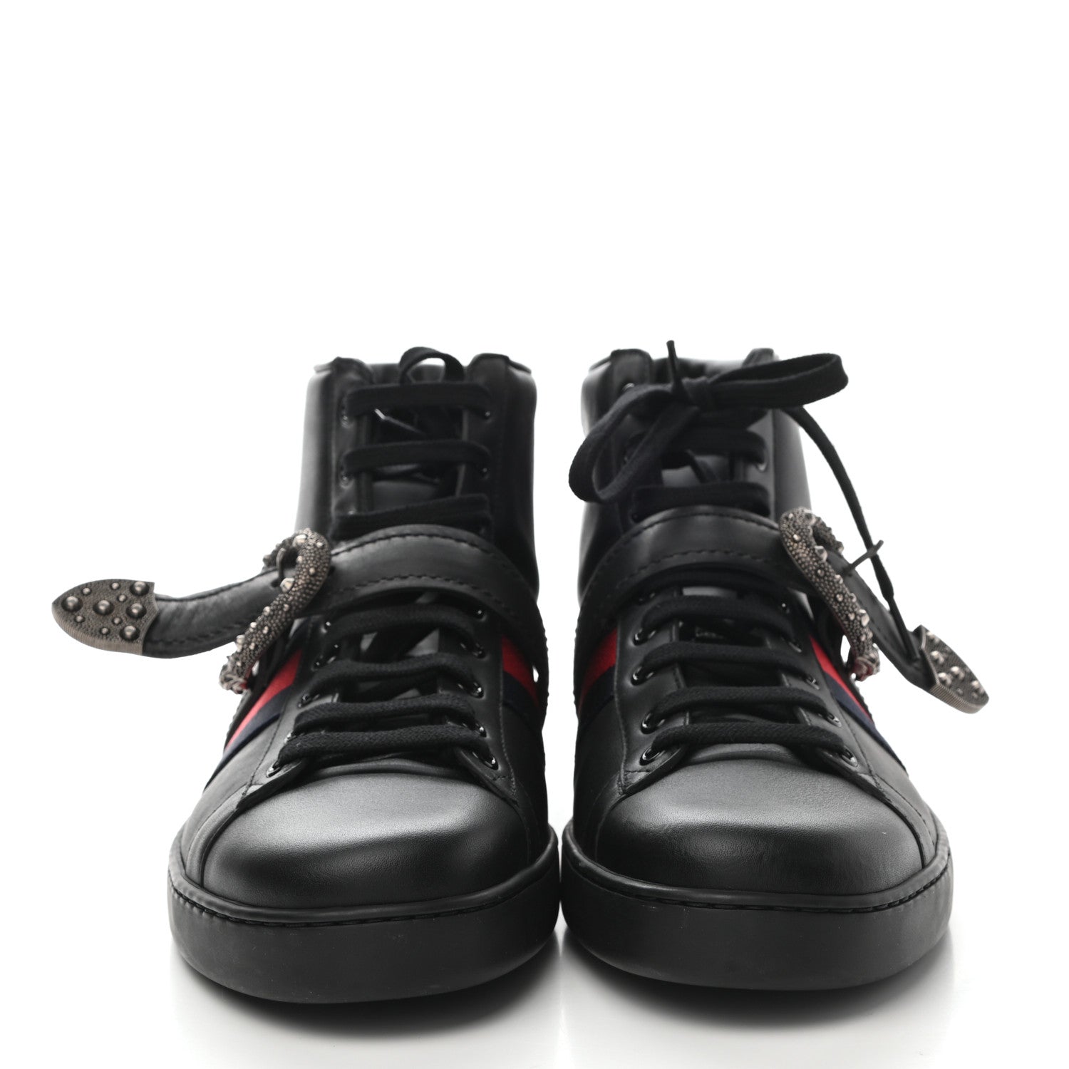 Gucci Calfskin Ayers Web Mens Dionysus High Top Sneakers 10 Black 2 of 9