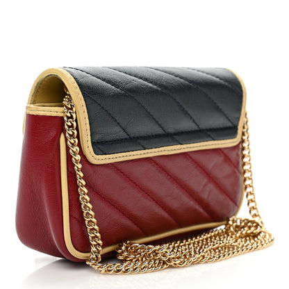 Gucci Azalea Calfskin Matelasse Diagonal Super Mini Torchon GG Marmont Shoulder Bag Blue Agata New Cherry Red Butter 3 of 14