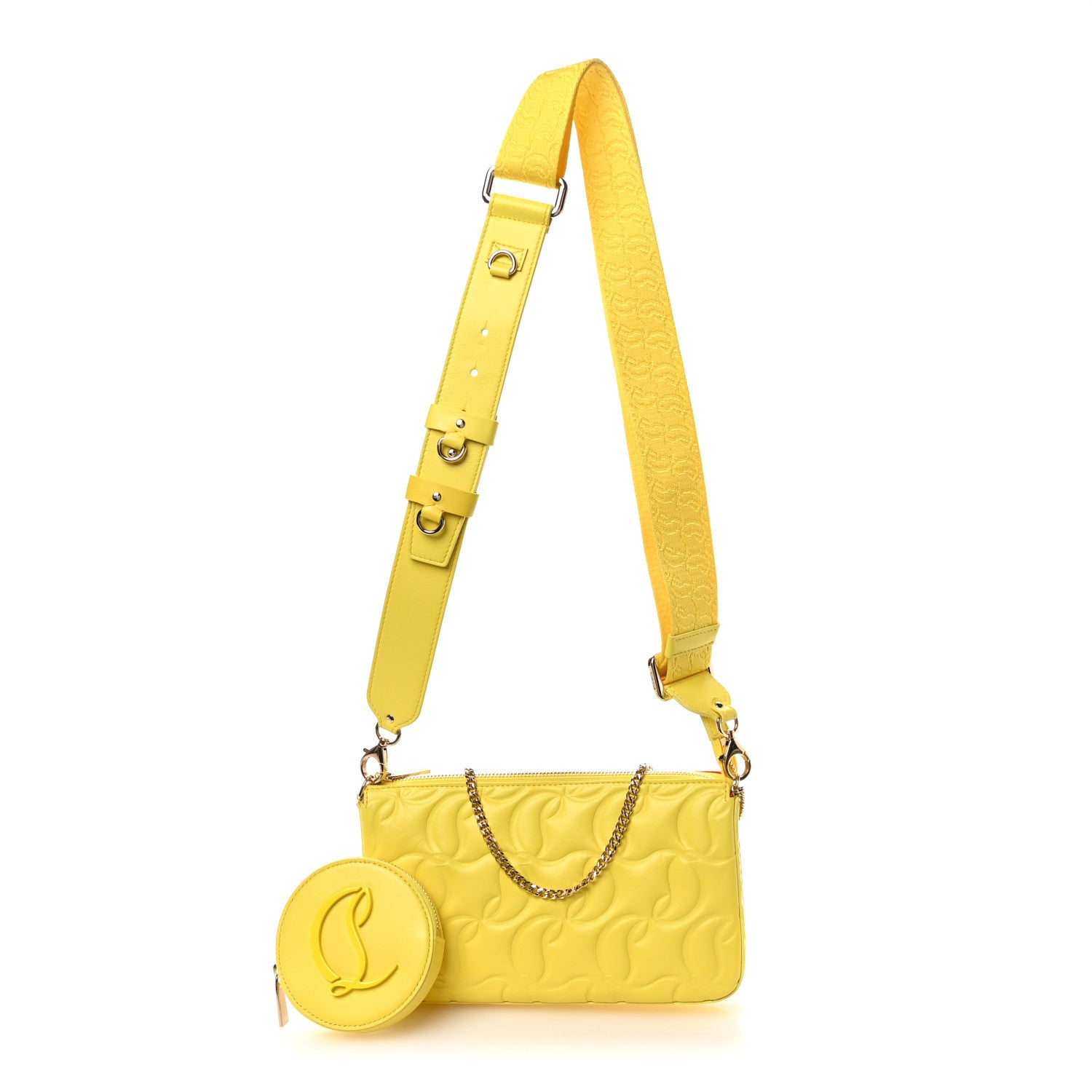 Christian Louboutin Nappa Embossed Loubila Pouch on Chain Yellow Queen 3 of 10