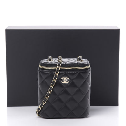 Chanel Lambskin Quilted Small Vertical Coco Beauty Vanity Case With Chain Black 11 of 11