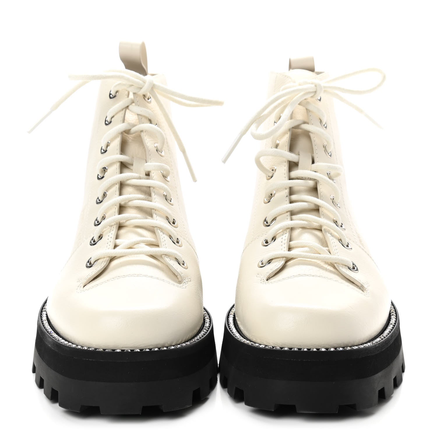 Jimmy Choo Calfskin Crystal Embellished Colby Combat Boots 38 Latte 2 of 7