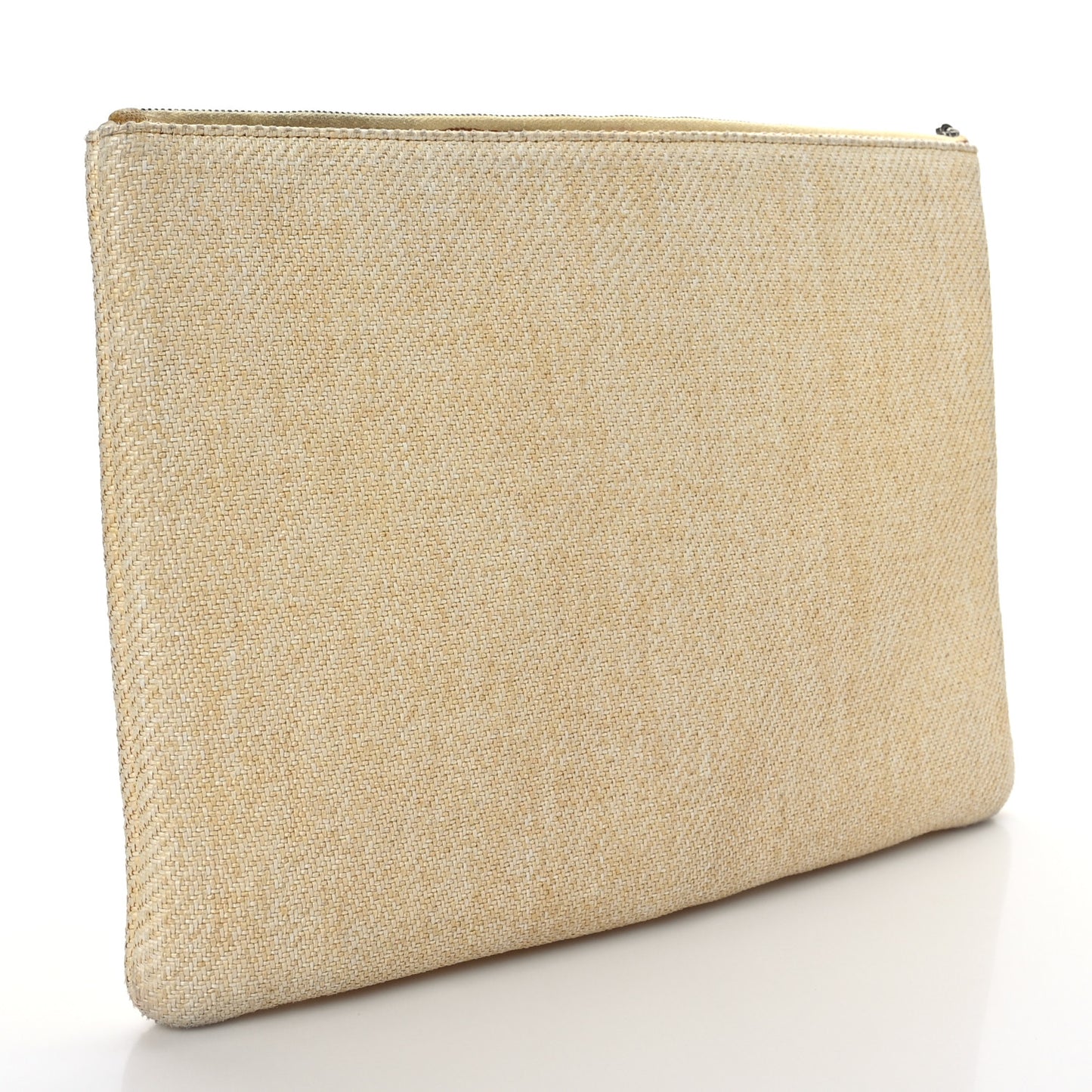 Woven Raffia Large Deauville Pouch White