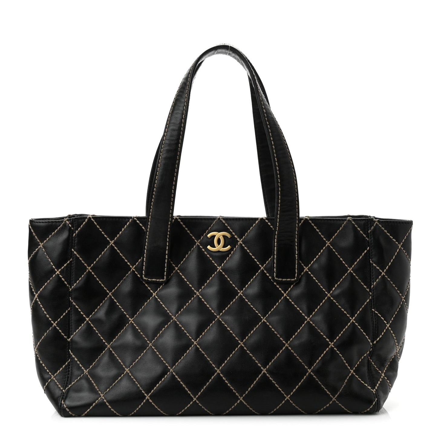 Calfskin Medium Wild Stitch Tote Black