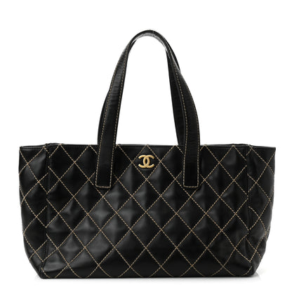 Chanel Calfskin Medium Wild Stitch Tote Black 1 of 9