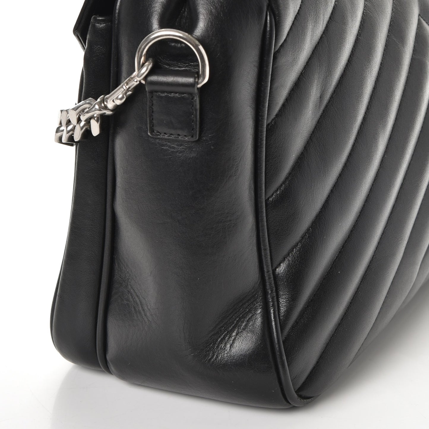 Calfskin Y Quilted Monogram Loulou Shoulder Bag Black