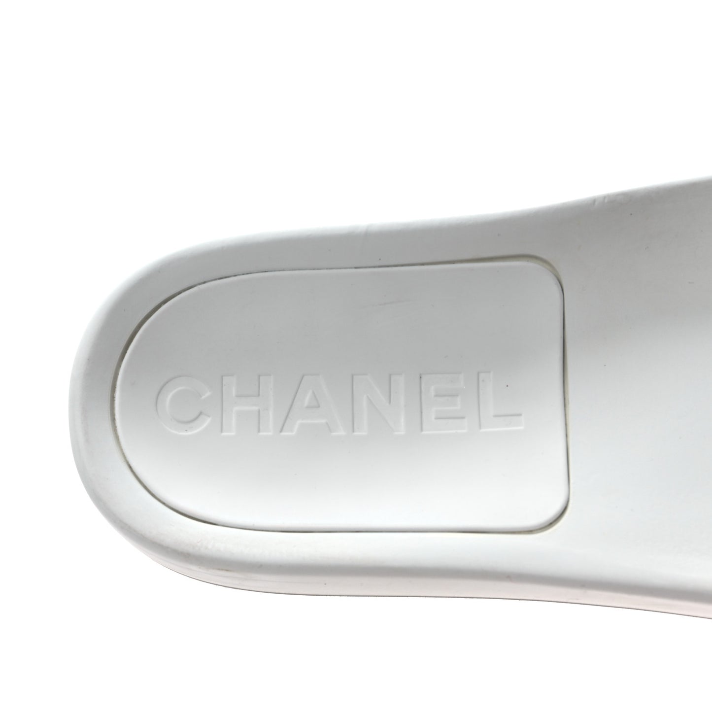 Rubber CC Flat Slide Sandals 41 White