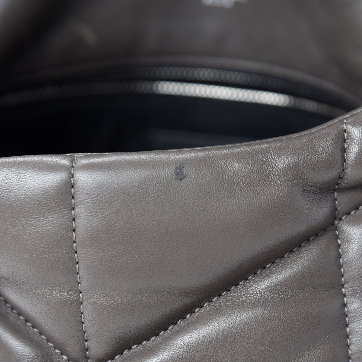 Lambskin Quilted Small Loulou Puffer Monogram Chain Satchel Concrete