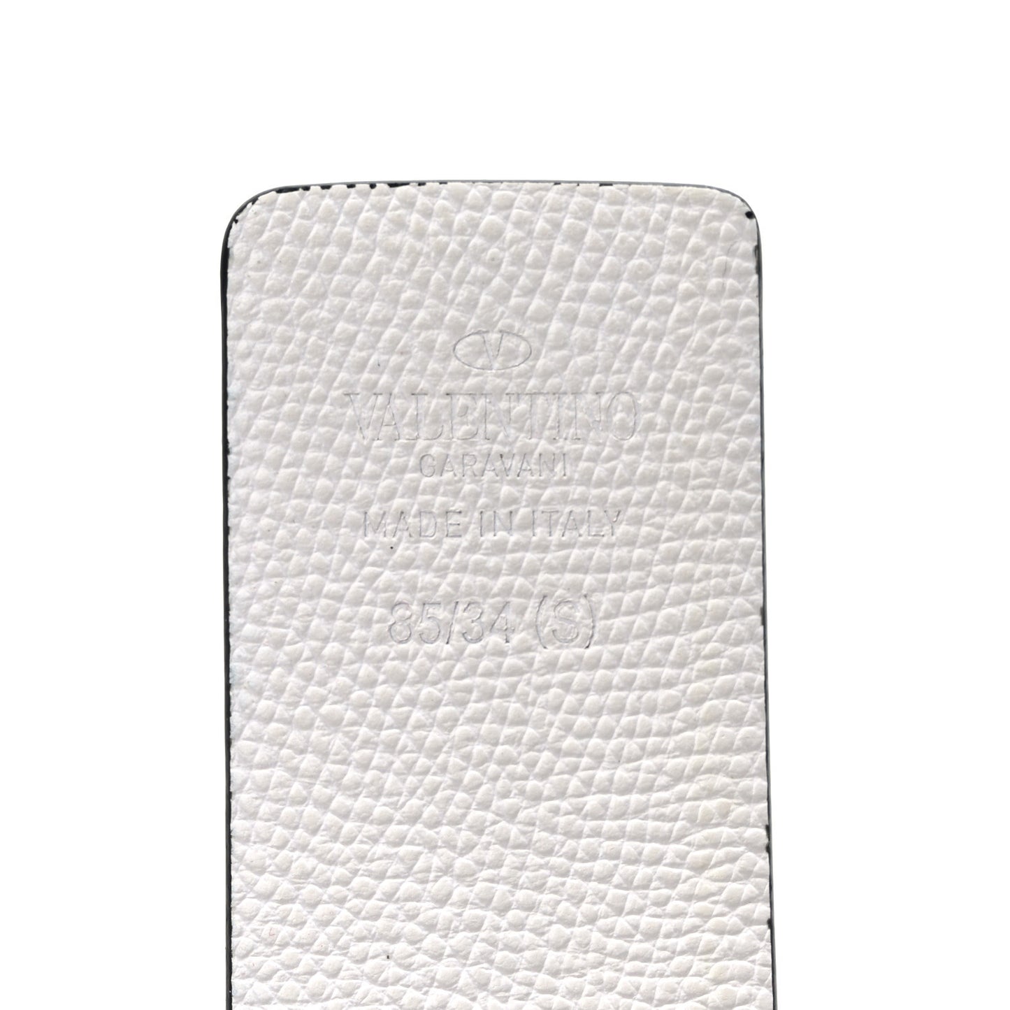 Glossy Calfskin Grainy Calfskin Hammered VLogo Reversible 40mm Belt 85 34 Saddle Brown White