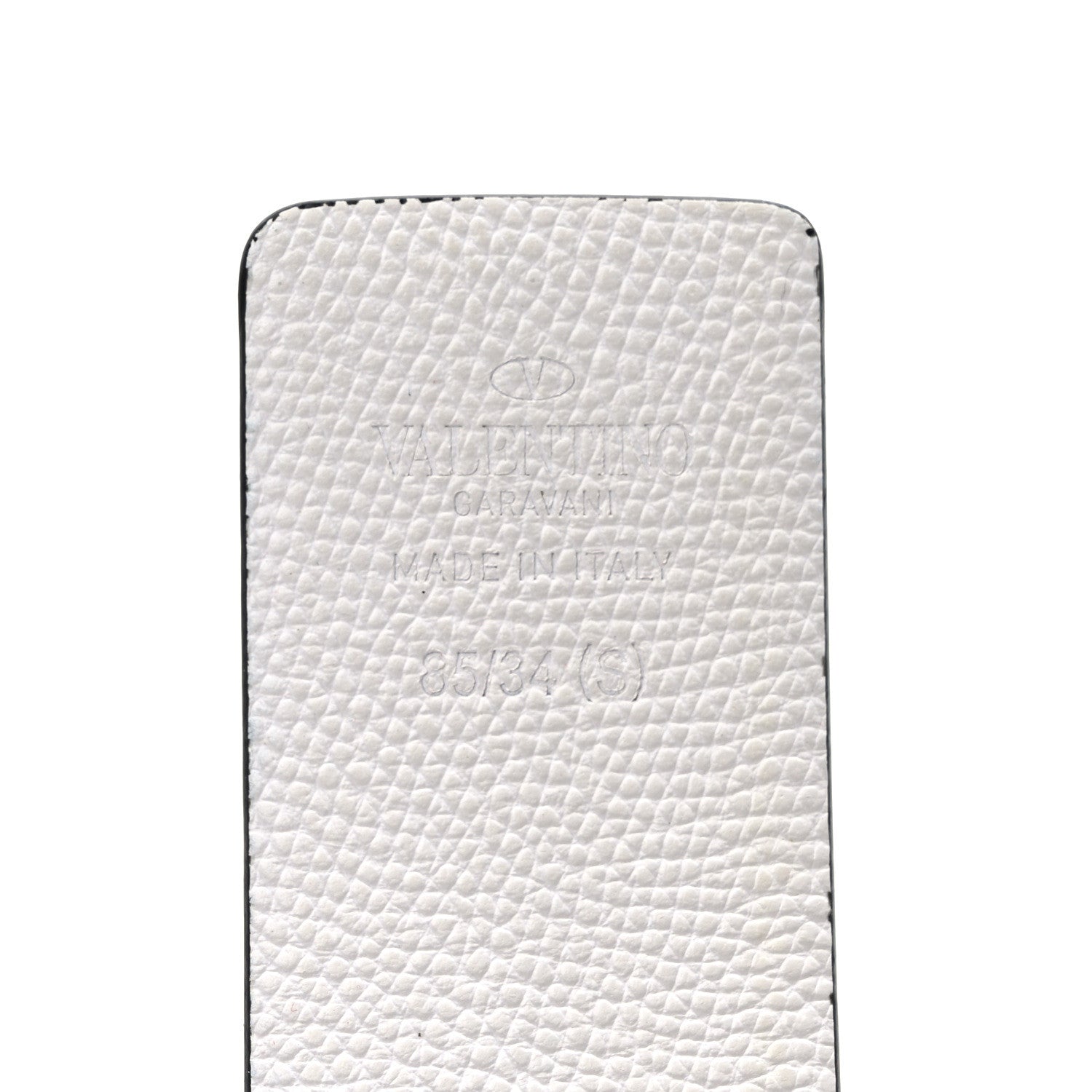 Valentino Garavani Glossy Calfskin Grainy Calfskin Hammered VLogo Reversible 40mm Belt 85 34 Saddle Brown White 3 of 4