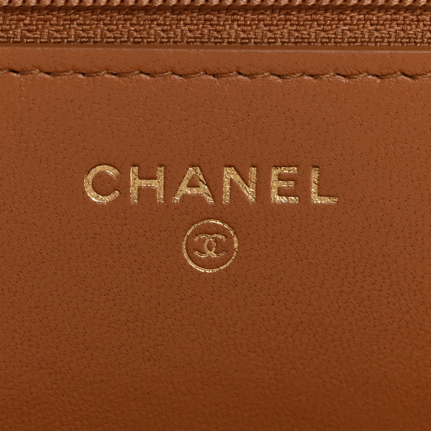 Lambskin Quilted Chanel 19 Wallet On Chain WOC Brown
