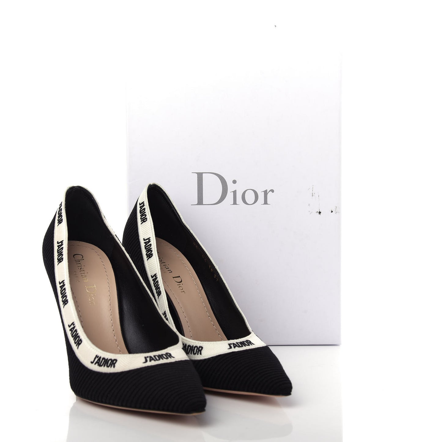 Technical Canvas Ribbon Embroidered J'Adior 100mm Pumps 37 Black