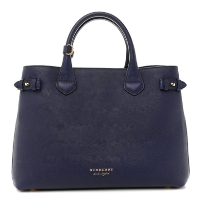 Burberry Derby Calfskin House Check Medium Banner Tote Ink Blue 1 of 11