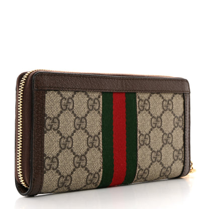Gucci GG Supreme Monogram Web Ophidia Zip Around Wallet Brown 3 of 8