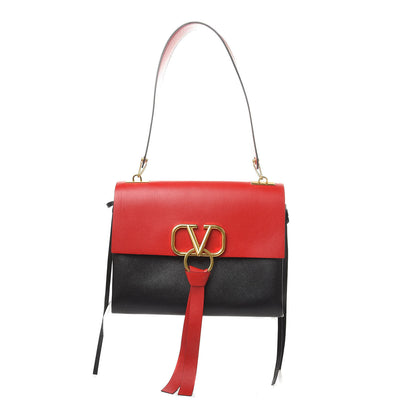 Valentino Garavani Smooth Calfskin Medium Vring Shoulder Bag Rouge Pur Cerise Black 1 of 11