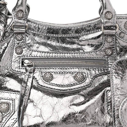 Balenciaga Agneau Arena Crystal Neo Cagole Handbag XS Silver 13 of 19
