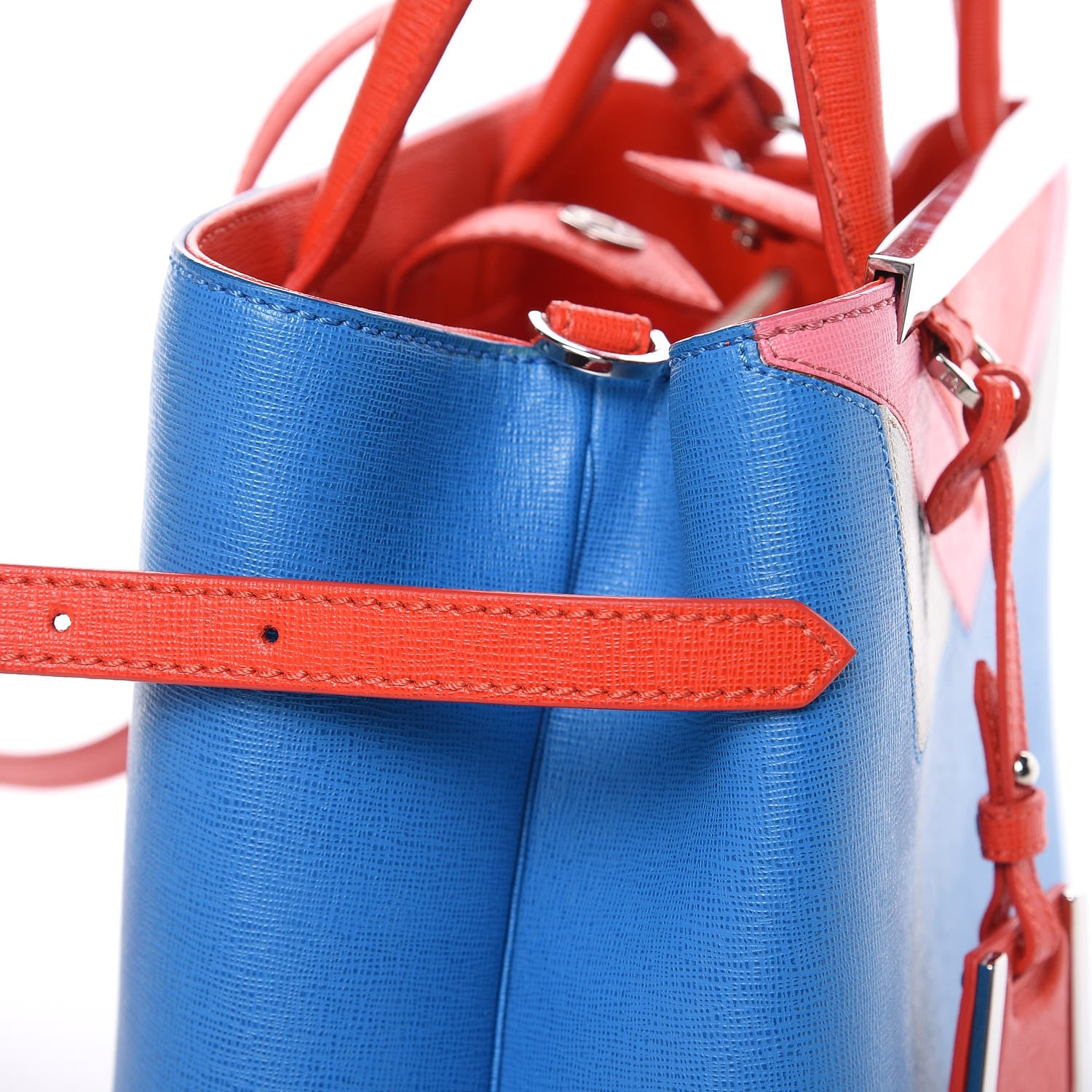 Fendi Vitello Elite Monster Petite 2Jours Tote Blue Royal Papavero Multicolor 9 of 10