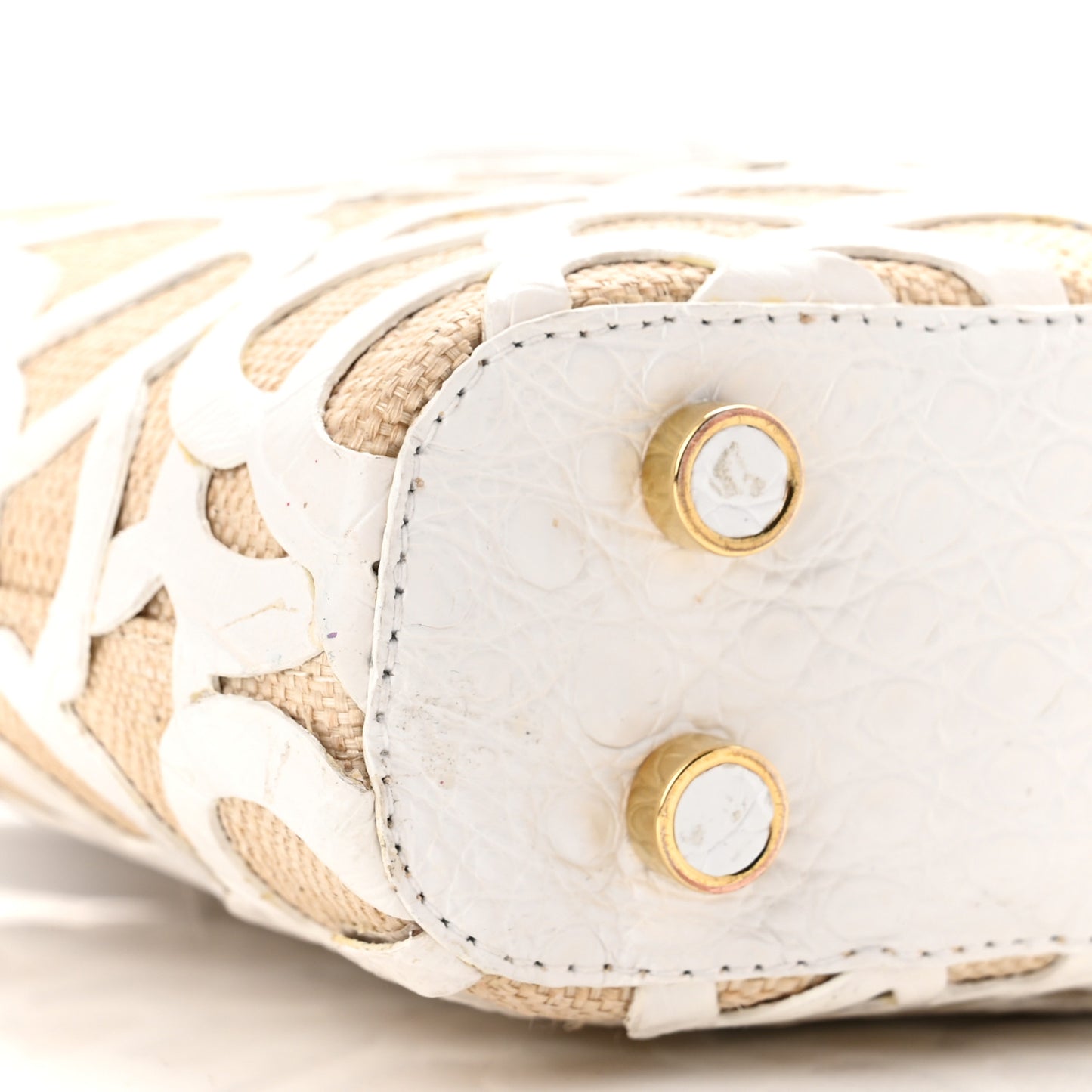 Crocodile Laser Cut Floral Handbag White Natural