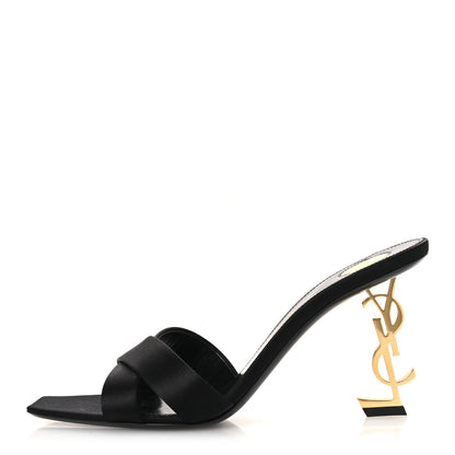 Saint Laurent Crepe Satin Crystal Opyum Mules 39.5 Black 1 of 12