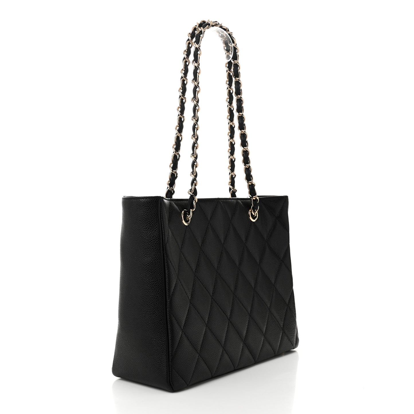 Caviar Quilted Small Shopping Tote Black