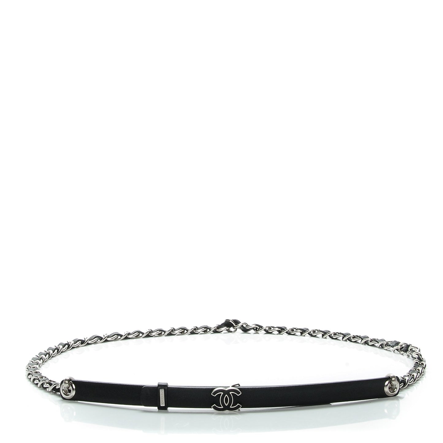 Lambskin CC Chain Belt 95 38 Black Silver