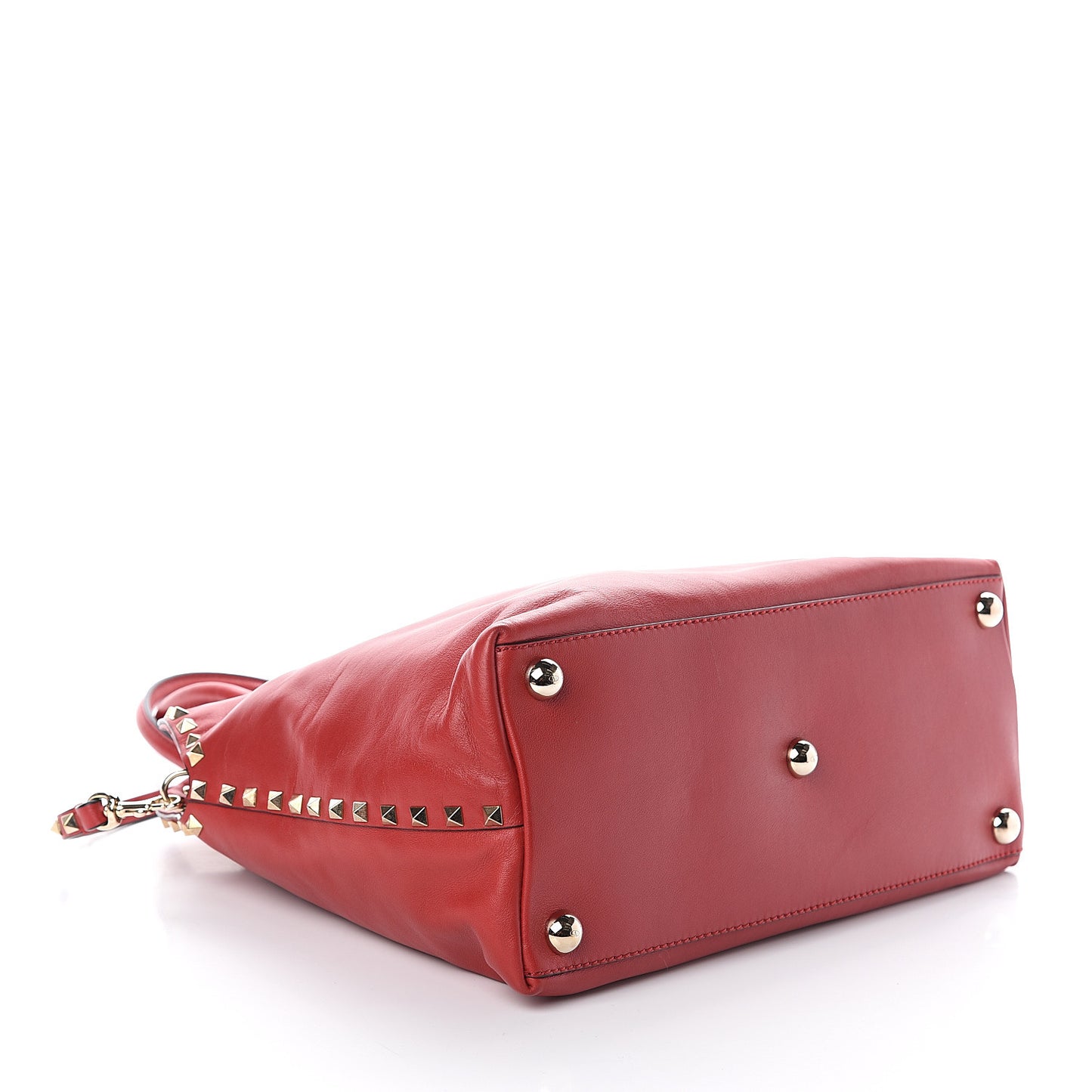 Vitello Rockstud Dome Satchel Red
