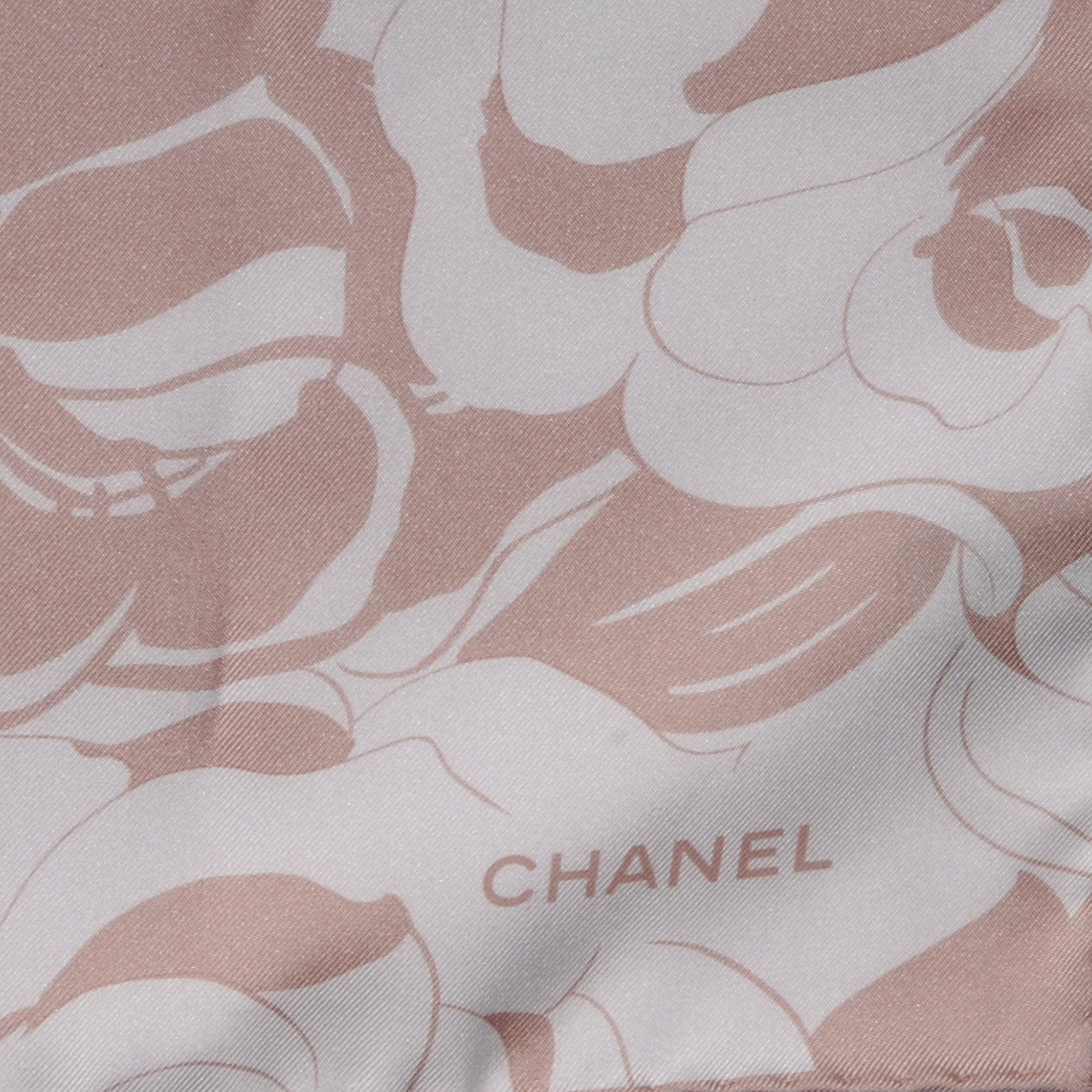 Chanel Silk CC Logo Camellia Scarf White Beige 3 of 5