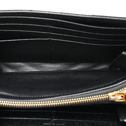 Saint Laurent Grain De Poudre Matelasse Chevron Monogram Flap Wallet Black 5 of 12