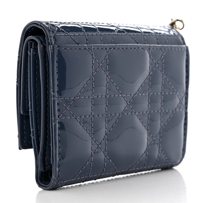 Christian Dior Patent Cannage Lady Dior Lotus Wallet Denim Blue 3 of 6