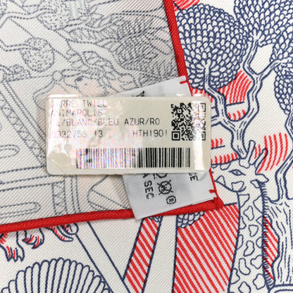 Hermes Silk Animapolis Scarf 90 White Bleu Azur Rouge 3 of 4