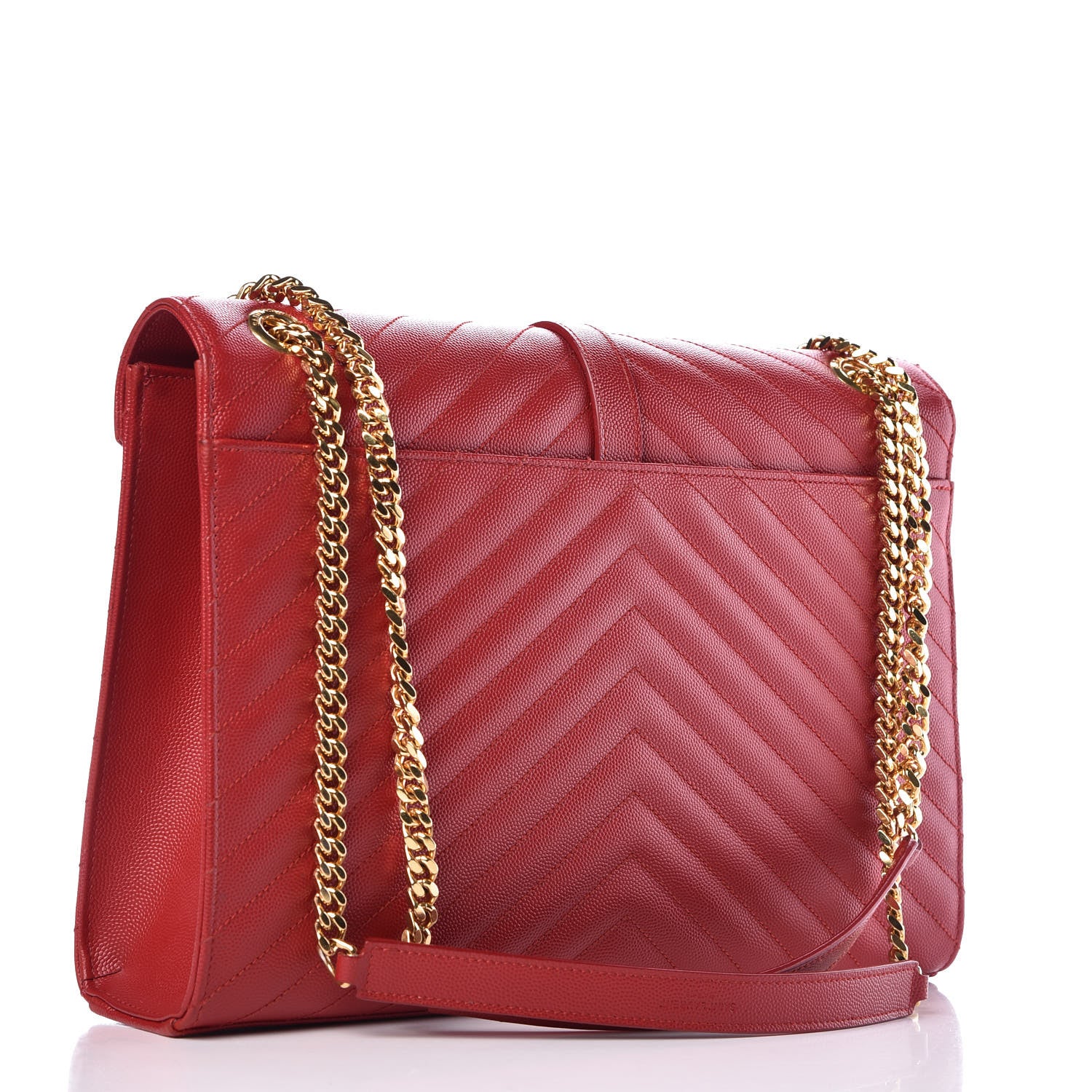Saint Laurent Grain De Poudre Matelasse Chevron Large Monogram Satchel Lipstick Red 3 of 10