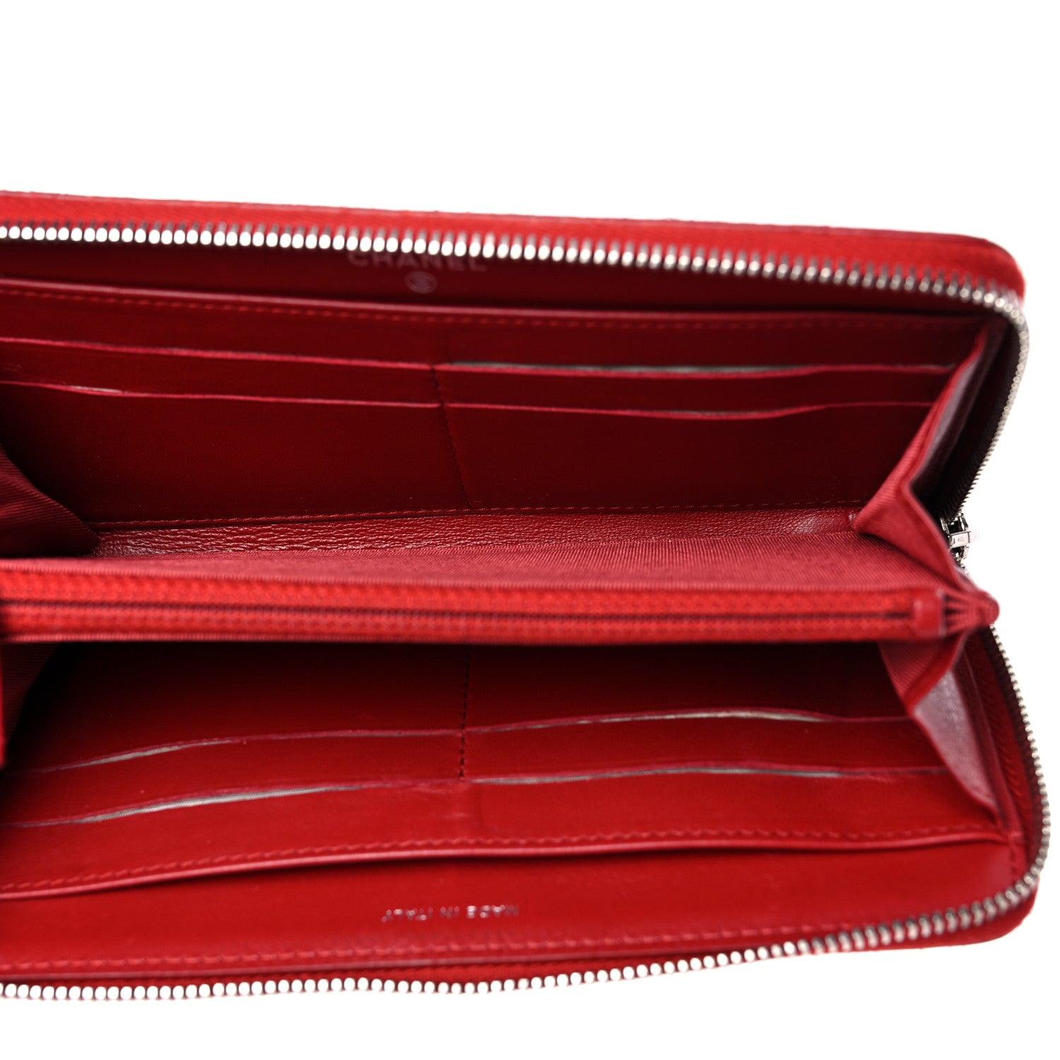 Chanel Lambskin Quilted Gusset Zip Around Wallet Red 5 of 25