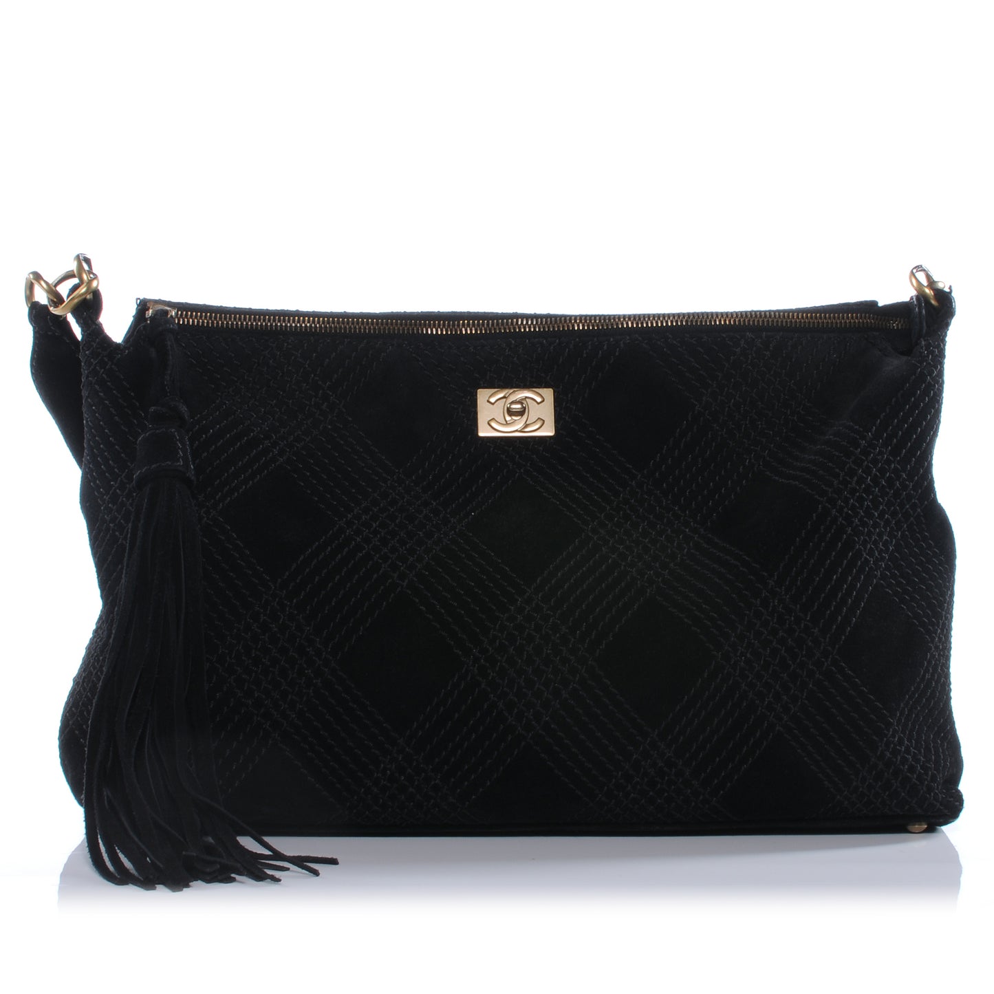Suede Tassel CC Shoulder Bag Black