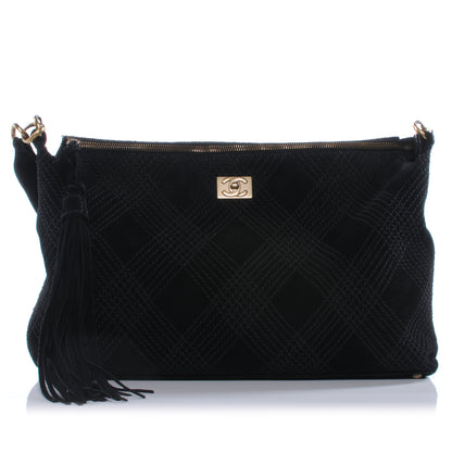 Chanel Suede Tassel CC Shoulder Bag Black 1 of 8
