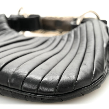 Saint Laurent Pleated Lambskin Horn Small Mombasa Hobo Black 9 of 10