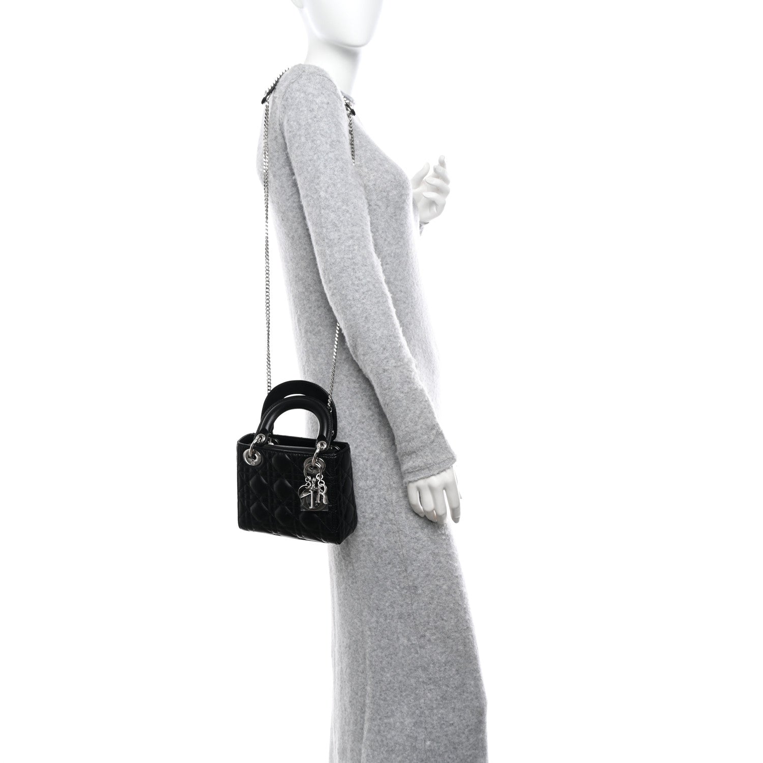 Christian Dior Lambskin Cannage Mini Lady Dior Black 2 of 10