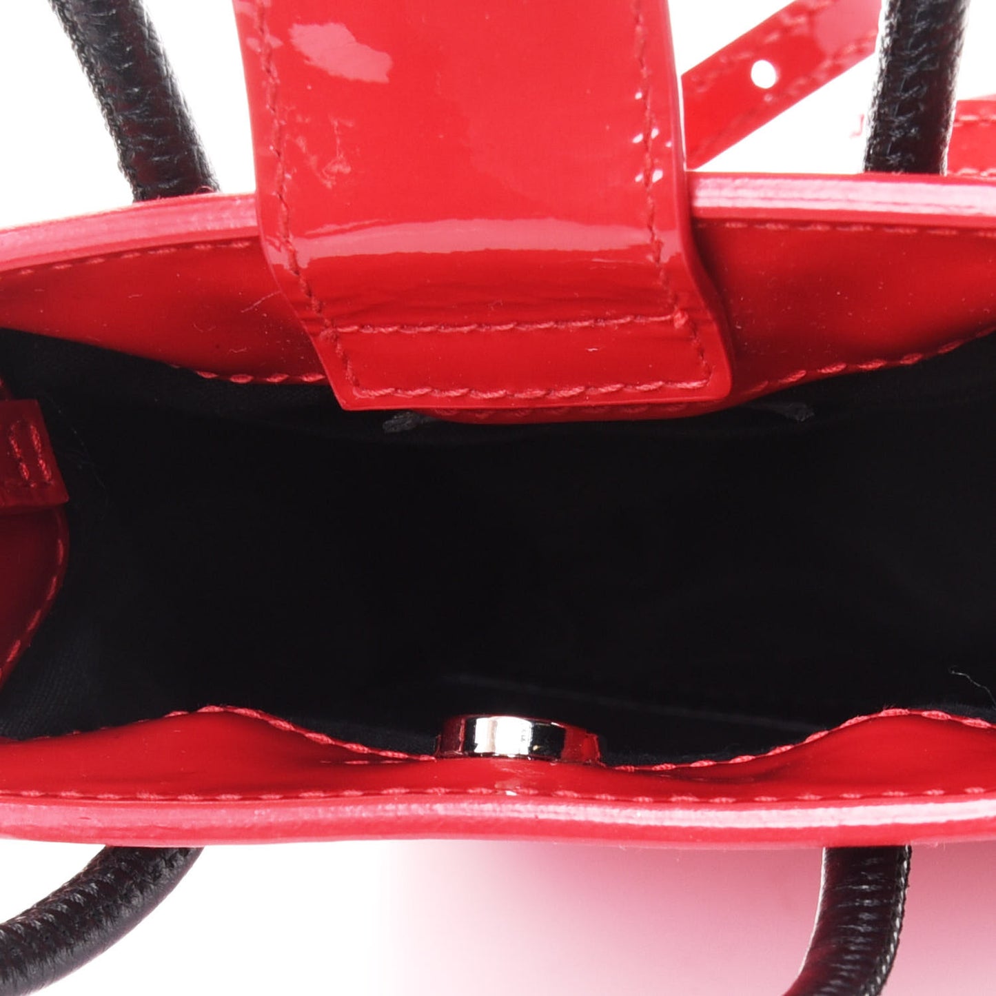 Patent Calfskin Logo Shopping Phone Holder Bag Bright Red