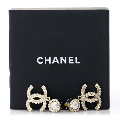 Chanel Crystal Pearl Bow-tiful CC Drop Earrings Gold 5 of 5