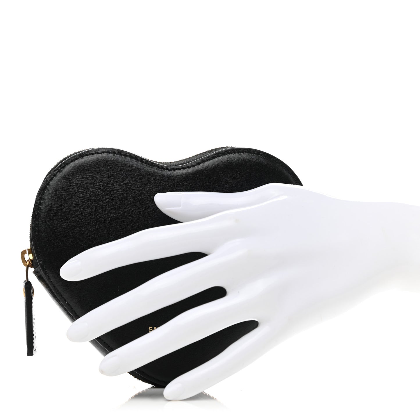 Calfskin Nylon Heart Foldable Tote Bag Black