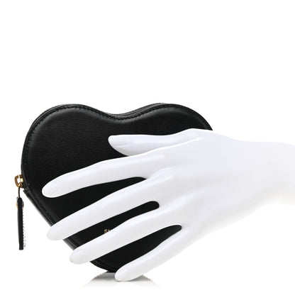 Saint Laurent Calfskin Nylon Heart Foldable Tote Bag Black 2 of 12