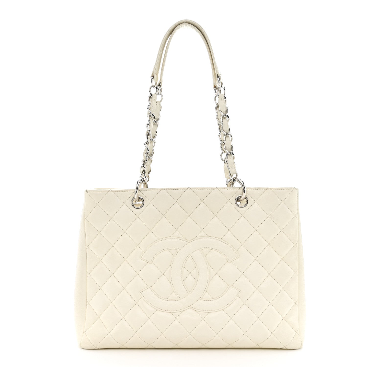 Chanel Caviar Quilted Grand Shopping Tote GST White 1 of 22