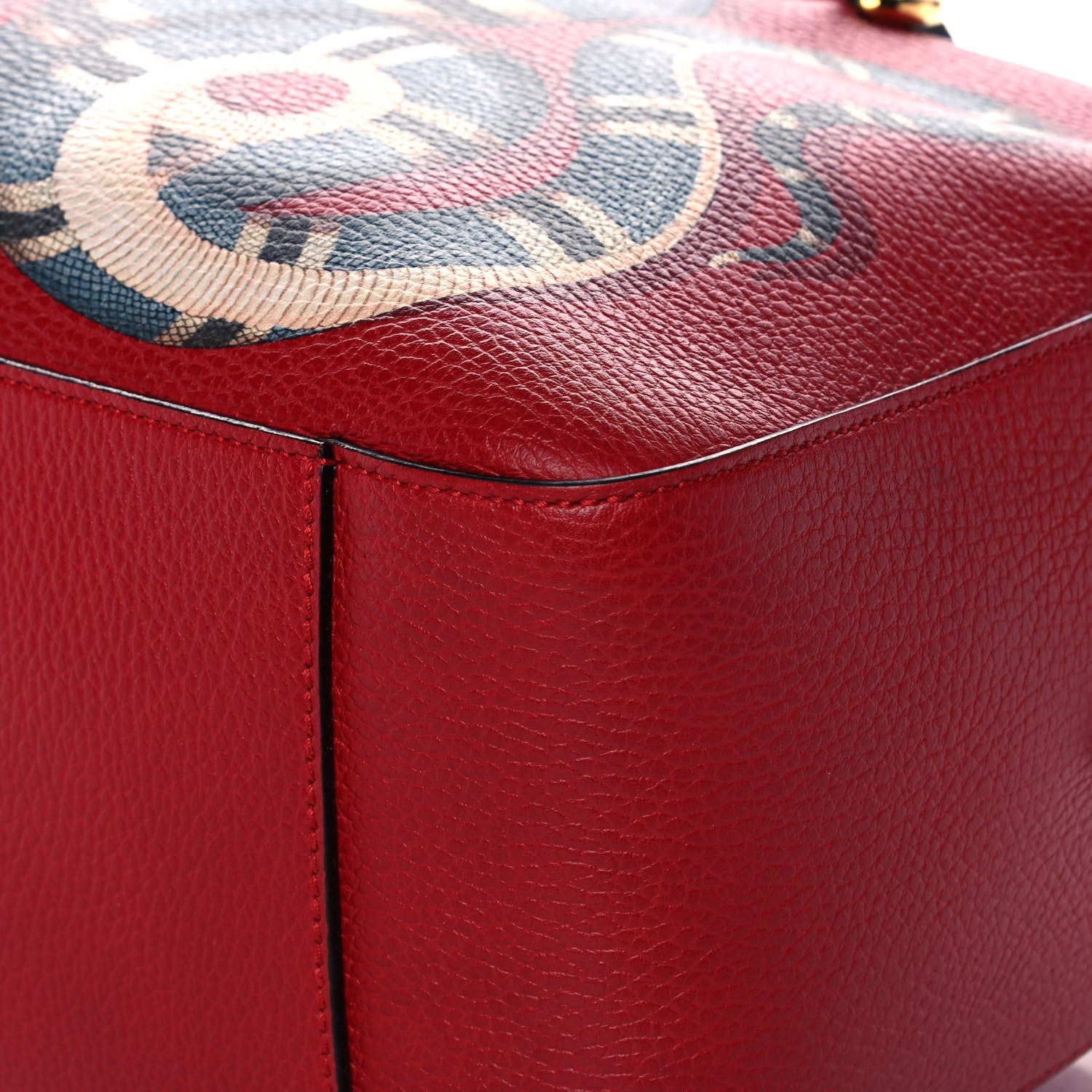 Gucci Calfskin Sylvie Web Kingsnake Print Top Handle Shoulder Bag Red 12 of 18