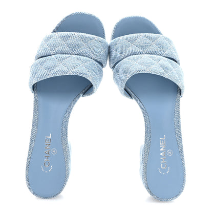 Chanel Denim Quilted Mules 36 Blue 2 of 9
