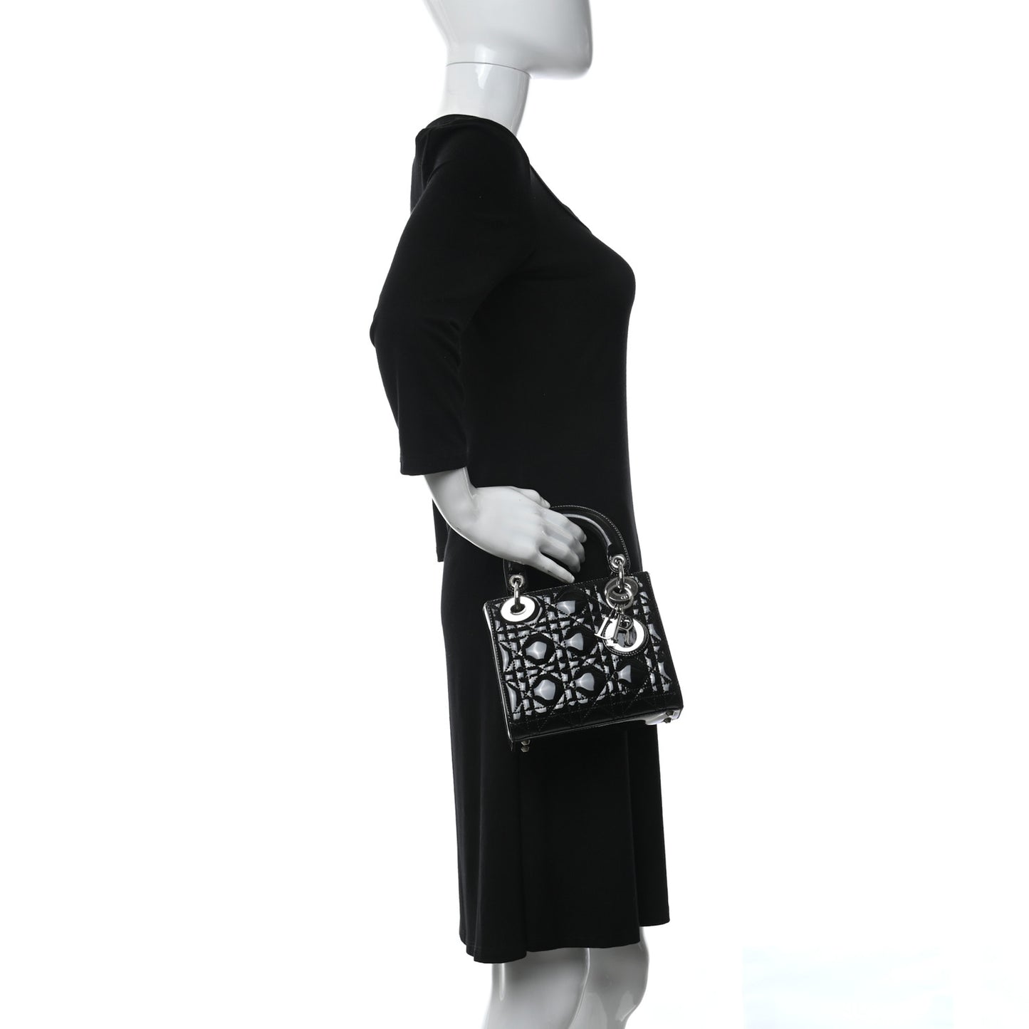 Patent Cannage Mini Lady Dior Black