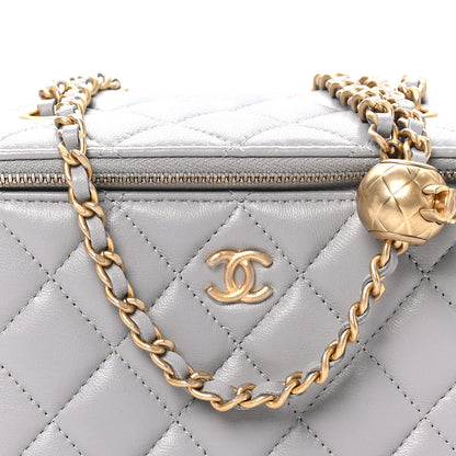 Chanel Lambskin Quilted Small Pearl Crush Vanity Case With Chain Grey 8 of 10