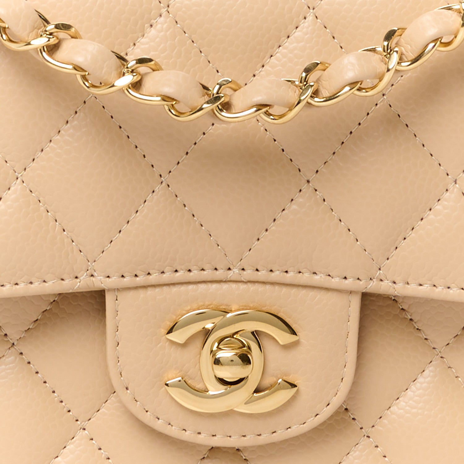 Chanel Caviar Quilted Medium Double Flap Beige 9 of 12