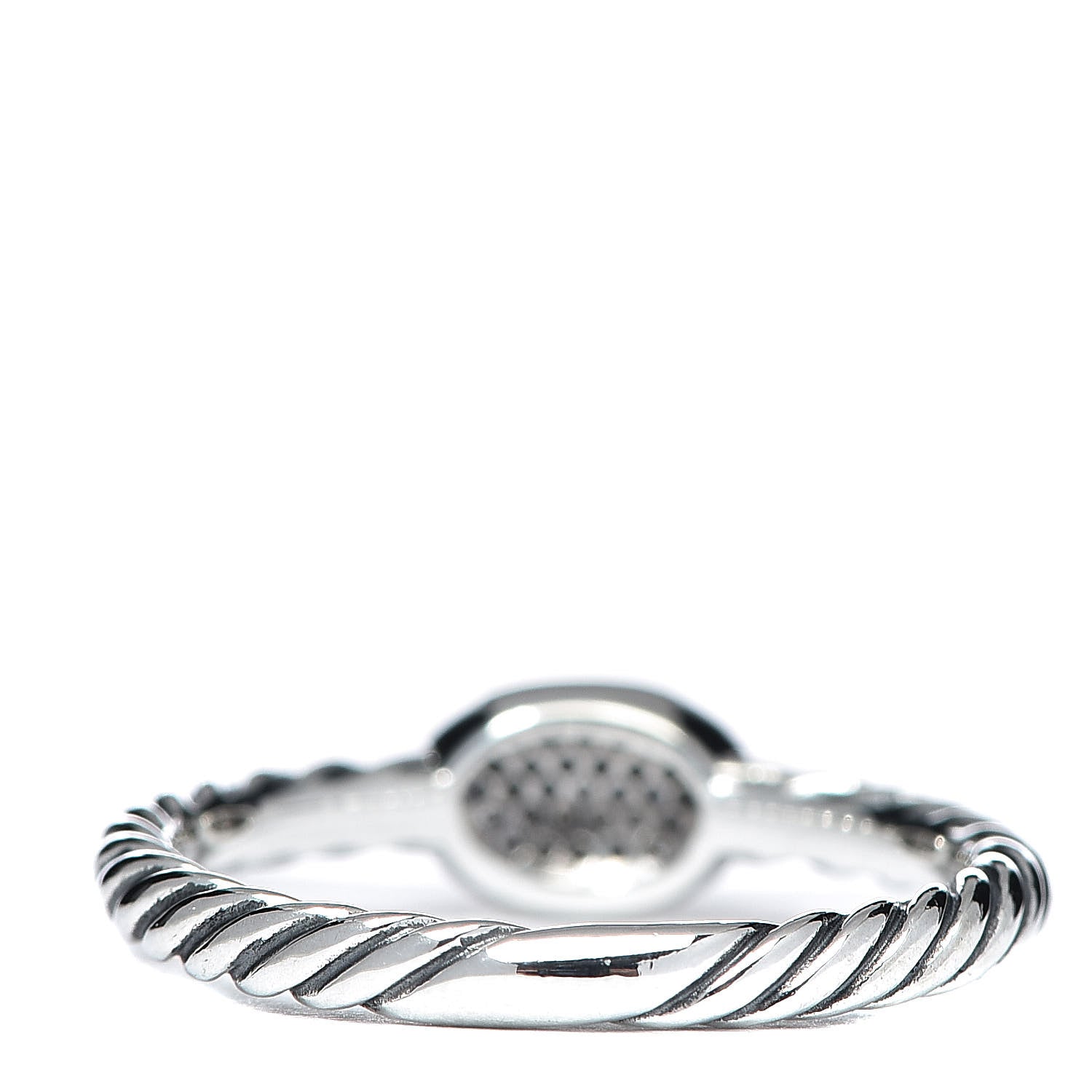 David Yurman Sterling Silver Diamond Petite Pave Oval Ring 52 6 4 of 5